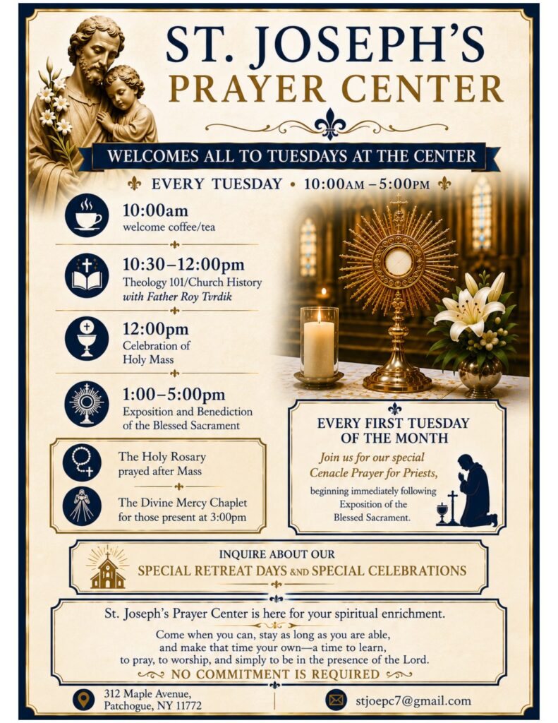 Flyer showing the weekly Tuesdays at the Center schedule